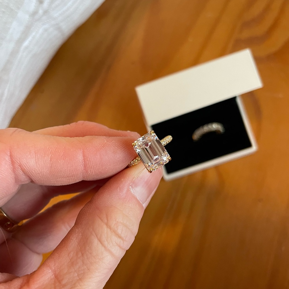 Maxine emerald cut ring and matching band size 5. Never worn.
